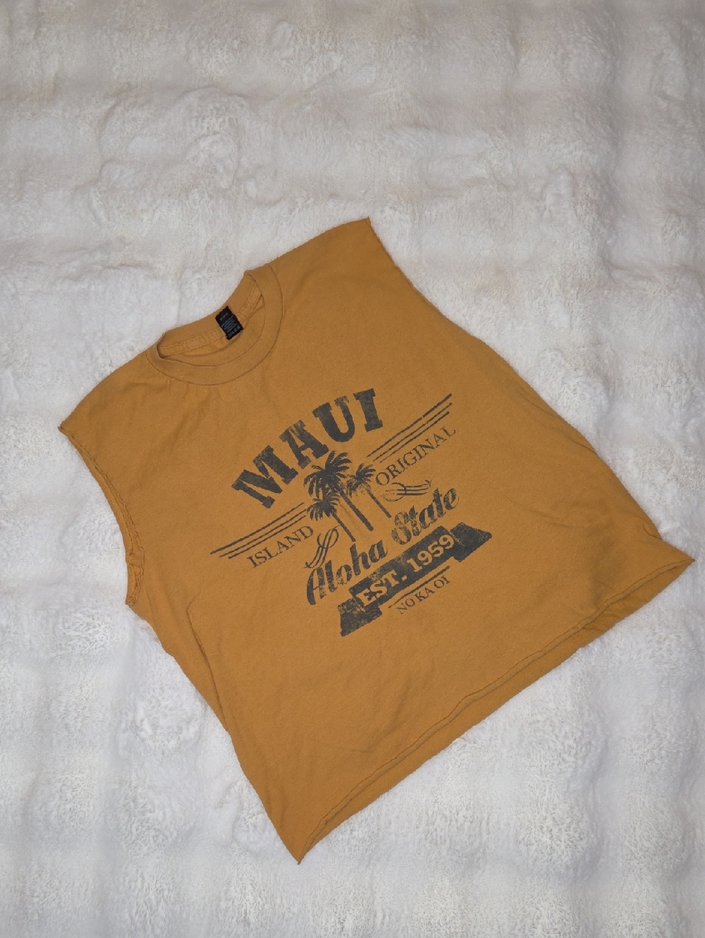 Tultex Soft Mustard Crewneck Cut Off Tee - Yellow